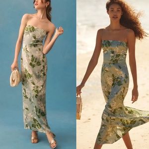 REFORMATION Frankie Silk Dress - Tea garden